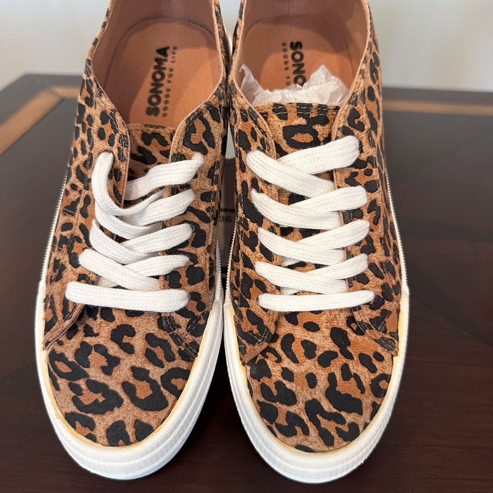 Sonoma Brown Leopard Sneakers with White Accents